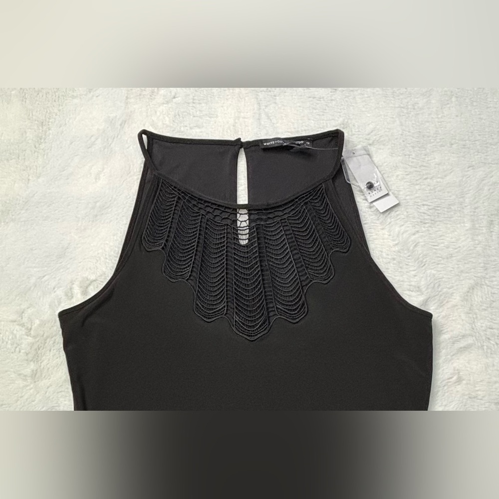 NWT White House Black Market Black Openwork Halter Top Medium - Picture 5 of 11